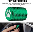 Tire Valve Stem Caps - (4 Pack) Cat Paw Print Metal Air Caps with Plastic Liner, Durable, Corrosion Resistant and Leak-Proof, Universal Fit for Cars, Trucks, Motorcycles, and Bikes - Green