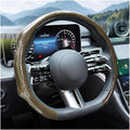 Car Steering Wheel Cover with Comfort Grip, 14.5-15" Carbon Fiber Laser Non-Slip Steering Wheel Protector, Cool Stylish Auto Interior Decor Accessories, Universal for Van SUV Sedan (Gold)