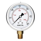 0-300 Psi Glycerin Liquid Filled Pressure Gauge, 2.5" Dial Size, 1/4" NPT Lower Mount, Stainless Steel Case, for Air Gas Water Oil Hydraulic Pressure Test