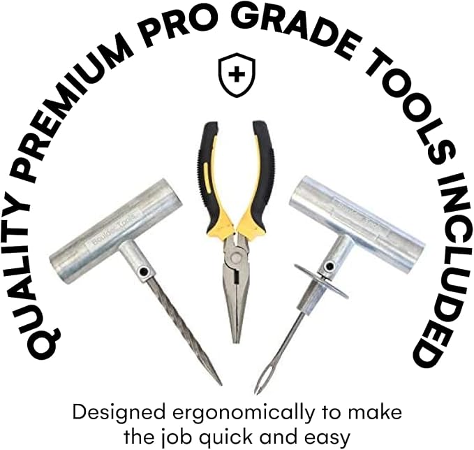 Tire Repair Kit - Professional Heavy Duty Tire Plug Kit, Tubeless Tire Repair Kit for Flat Tire & Puncture Repair on Cars, Trucks, SUVs, ATVs, UTVs, RVs & Motorcycles