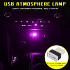 4 PCS USB LED Car Interior Atmosphere Lamp, Plug-in USB Decor Night Light, Portable Auto Ambient Lighting Kit, Universal Vehicle Interior Accessories for Most Cars (2 Red+2 Purple)