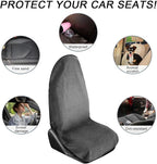 2PCS Car Towel Seat Cover, Waterproof Sweating Non-Slip Premium Soft Towel Carseat Protector, Universal Machine Washable Car Truck SUV Front Seat Cover for Gym Workout Beach Hiking (Gray)