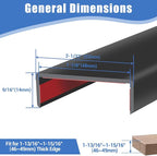 Rubber Edge Trim, Self-Adhesive U Shaped Edge Protector for Plywood, Cabinet, 1-7/8" Wood Edge Banding, Flexible Furniture Repair, EPDM Material, Fit 1-7/8"(48mm), Length 10Ft, Black