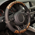 Leopard Steering Wheel Cover, Made with Breathable Microfiber Leather Cheetah Print, Anti-Slip, Universal Fit 14 1/2 inches to 15 inches, Black