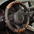 Leopard Steering Wheel Cover, Made with Breathable Microfiber Leather Cheetah Print, Anti-Slip, Universal Fit 14 1/2 inches to 15 inches, Black