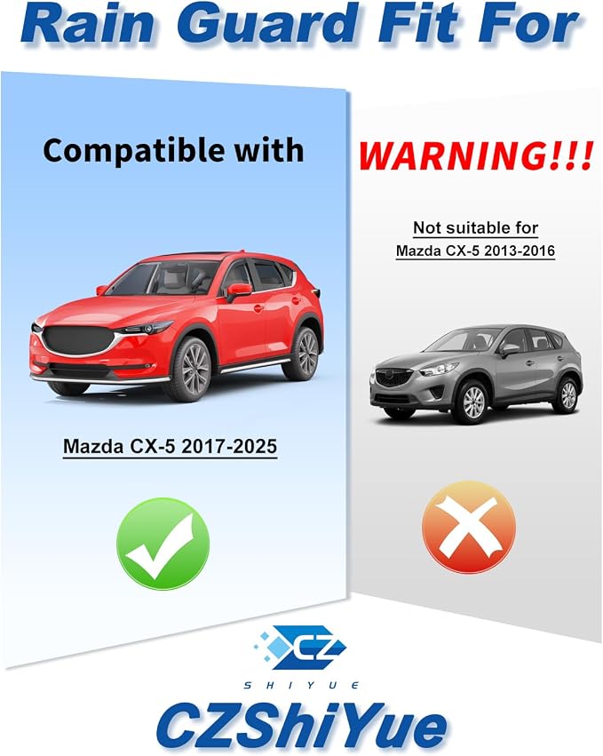 in-Channel Rain Guards Fit for Mazda CX-5 CX5 2017-2025 Window Rain Guard Extra Durable Side Window Deflectors Window Vent Visors Vent Shades Exterior Car Accessories-4PCS