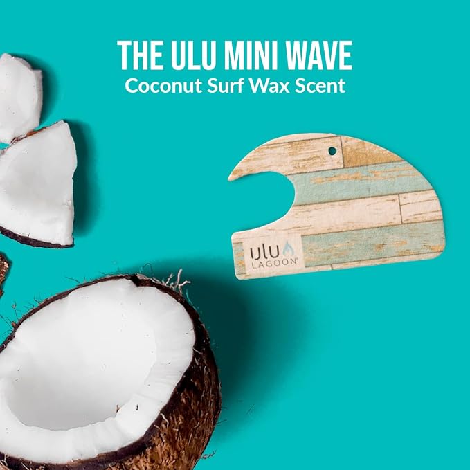 Hanging Car Air Freshener | Tropical Beach Coconut Surf Wax Scent Mini Wave | Long Lasting Car Freshener, Closet and Beyond | Made In USA | 3 Pack (Reclaimed)