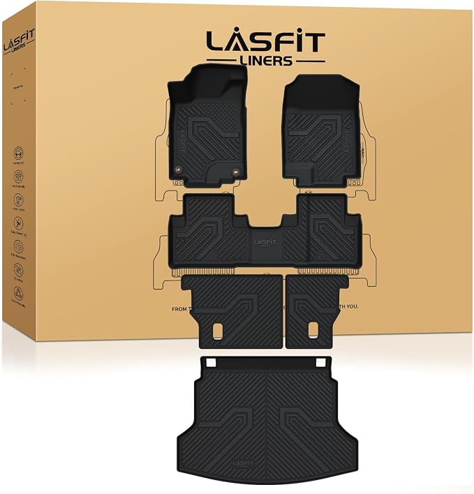 Full Set Floor Mats for Honda CR-V 2012-2016 EX & LX & SE, All Weather TPE Custom Fit Floor Liners 1st & 2nd Row & Seat Back Mat & Cargo Mat (Not Fit EX-L & Touring)