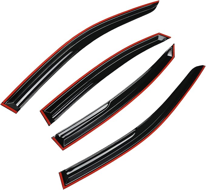 4pcs Smoke Tinted Tape-On Side Window Visor Rain Guards Designed for Kia Forte 2019 2020 2021 2022 2023 EX FE GT LINE LXS Shatterproof Window Deflectors 4 pcs