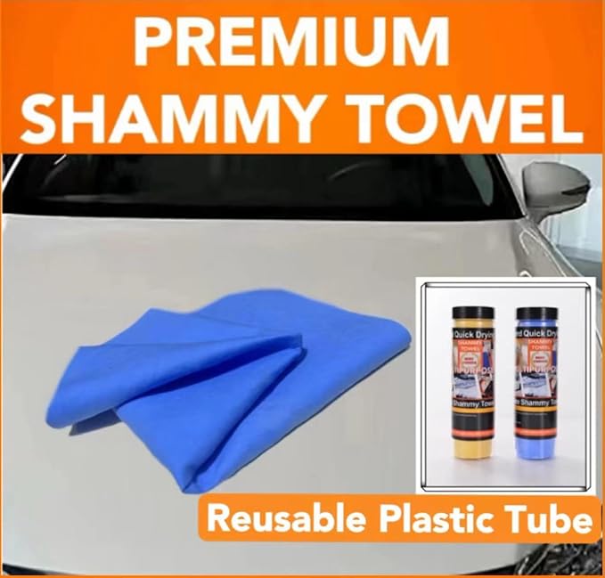 Premium Shammy Cloth for Car Drying - 2pk(26”x17”) - Super Absorbent Synthetic Chamois Towel for Car - Reusable Car Drying Shammy - Scratch-Free Car Drying Towel(Blue & Blue)