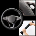 Breathable Car Steering Wheel Cover 15 inch Auto Universal Leather Wrap Non-Slip Steeringwheel Protector Automotive Interior Accessories, Black (Suit for 14 1/2-15 inch)