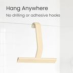 JustHang Shower Squeegee for Glass Doors, All-One-Piece Award-Winning Silicone Squeegee with Built-in Hook for Bathroom, Window, Mirror, Tile Wall,Car, Streak-Free Cleaner,10-Inch Sand Beige