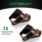 2 Pack Sunglasses Holder for Car, One-Handed-Operation Visor Sunglass Holder Clip, Easy Access Storage for Driving,Universal Fits (Textured Brown)