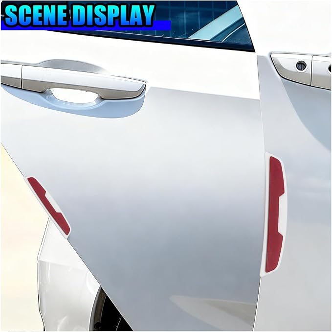 Craedli 4PCS Car Door Edge Guards Protector, Anti-Scratch Car Door Self Adhesive Anti-Collision Trim Strip Auto Side Door Protector, Universal Auto Body Bumper Guard for Cars SUV Truck (White&Red)