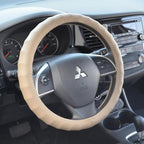 Ergonomic Grip Steering Wheel Cover/Protector for Small Size Steering Wheels in Cars, SUVs, Boats (13.5-14.5") (Genuine Leather (Beige))