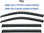 Window Visors Rain Guards Shield for 2008-2013 Toyota Highlander, Out-Channel Window Vent Wind Deflectors Visors Shades for 08-13 Highlander Hybrid