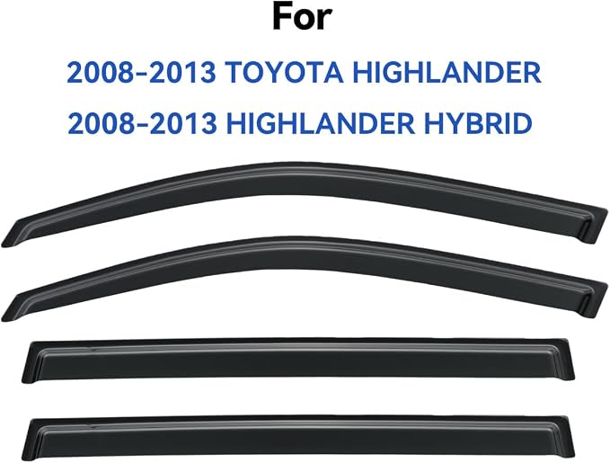 Window Visors Rain Guards Shield for 2008-2013 Toyota Highlander, Out-Channel Window Vent Wind Deflectors Visors Shades for 08-13 Highlander Hybrid