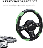 Car Steering Wheel Cover, 15 Inch Leather Breathable Auto Steering Wheel Protector, Comfortable Non-Slip Vehicle Steering Wheel Covers, Universal Car Accessories (Green, with Lining)