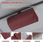 Sunglasses Holder for Car Sun Visor, Leather Auto Eyeglasses Storage Case with Hidden Magnetic Closure, Universal Protective Glasses Organizer Box, Visor Accessories for Woman Man (Wine red)
