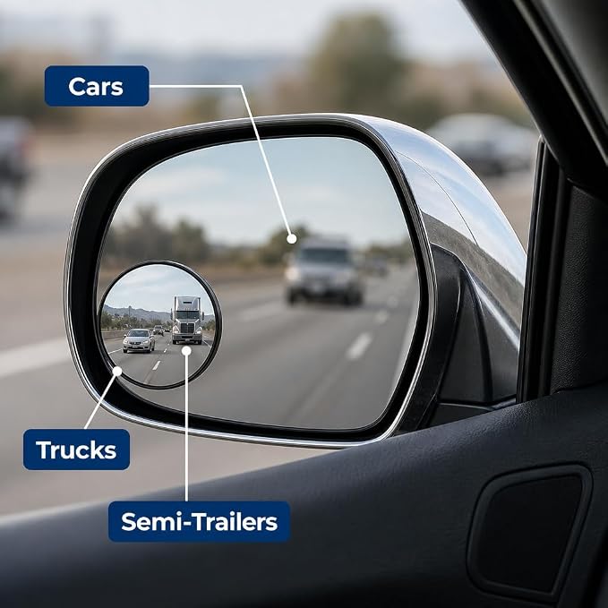6-Pack Convex Blind Spot Mirrors 2 Inch Wide Angle Adhesive Car Side Rear View Mirror for Enhanced Safety