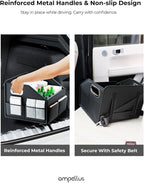 Car Seat Organizer, Collapsible, Black | Multi-Layer Storage, Metal Handles, Upgraded Anti-slip Rear Strap,Premium PU leather,Foldable & Versatile