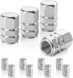Car Tire Valve Stem Caps, 12pcs Air Caps Cover, Universal for Cars, SUVs, Bike, Trucks and Motorcycles-Silver