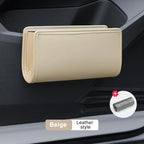 Car Seat Side Storage Pocket, Leather Hanging Foldable Multifunctional Vehicle Front Door Back Organizer Box, Waterproof Auto Interior Organizing Container, Universal fit(Beige)