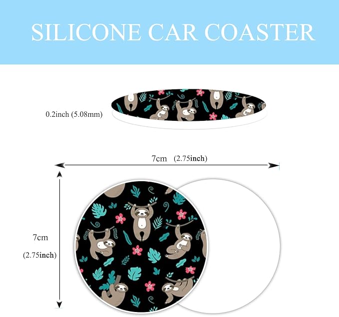 Cute Sloth Steering Wheel Cover Anti-Slip and Practical 14.5-15 Inch Universal Car Steering Wheel Cover with 2 Pieces Car Coasters Suitable for Men Women