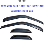 Tape On Window Visors Compatible with 1997-2003 Ford F-150,1997-1999 F-250 Super/Extended Cab, Side Vent Window Deflector Rain Guard Shade,Truck Accessories-4pcs