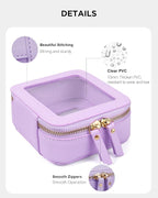 Clear Makeup Bags, TSA Approved Toiletry Bag with Zipper, Mini Clear Makeup Organizer Fit Carry-on Travel Essentials,Clear Cosmetic Bags for Women Men (0-Mini-Purple)