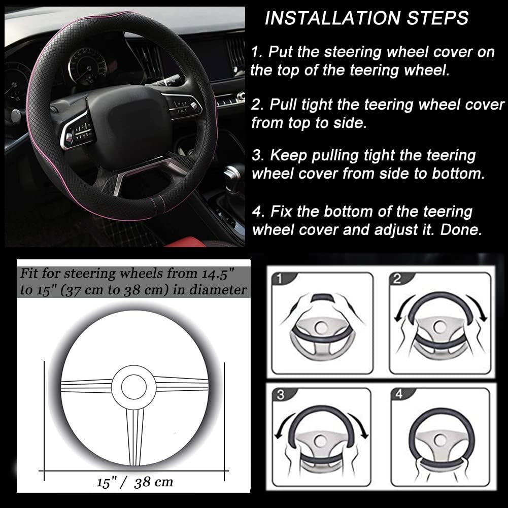 Microfiber Leather Steering Wheel Cover — Anti-Slip Universal Grip