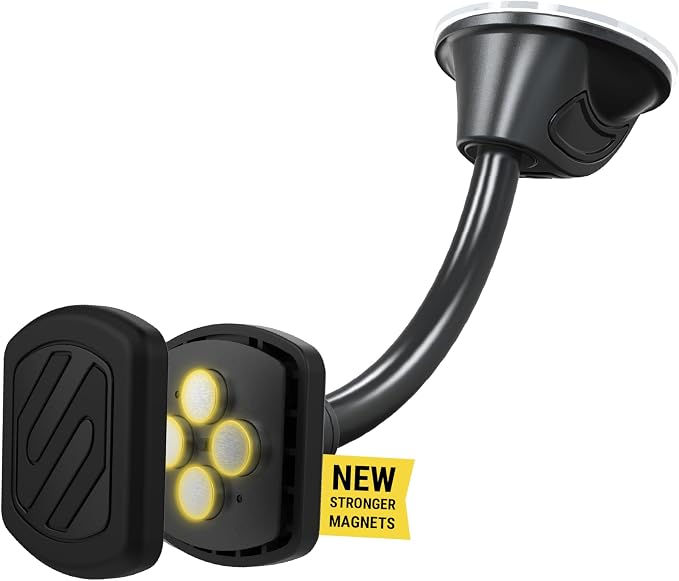 MXWDL Magnetic Cell Phone Car Mount, Suction Cup Phone Holder for Car Dashboard/Windshield with Extra Strong Magnet and Thick Metal Plate Compatible with iPhone, Samsung, and All Devices