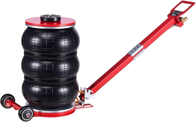 Air Jack, 5 Ton/11023 lbs Triple Bag Air Jack, Airbag with Six Steel Pipes, Lift Up to 18.3 inch/464 mm, 4-10 s Fast Lifting Pneumatic with Adjustable Long Handle for Cars, SUVs, Pickup Trucks