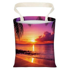 Cute Car Trash Can, Hanging Canvas Car Back Seat Organizer and Storage Bag, Funny Car Trash Bag for Travelling, Outdoor Beautiful Sunset Beach