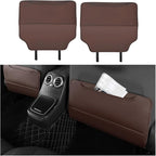 2PCS Car Kick Mat, Anti-Scratch Waterproof Anti-Slip Vehicle Back Seat Protector with Storage Pockets, Automotive Interior Seat Back Covers, Universal for SUV RV Truck (Brown)