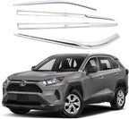 AUTOCLOVER Tape-On Rain Guards Window Visors 6 Pcs Set for Toyota Rav4 2019 2020 2021 2022 2023 2024 2025 / Window Deflectors, Out-Channel Vent Shades (Chrome)