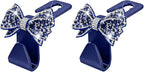 Zpana Bling Car Headreat Hook, 2PCS Crystal Rhinestone Cute Bow Vehicle Seat Back Hanger Storage for Purses Bags Grocery, Diamond Auto Rear Seat Organizer, Universal for SUV Truck Sedan (Blue)