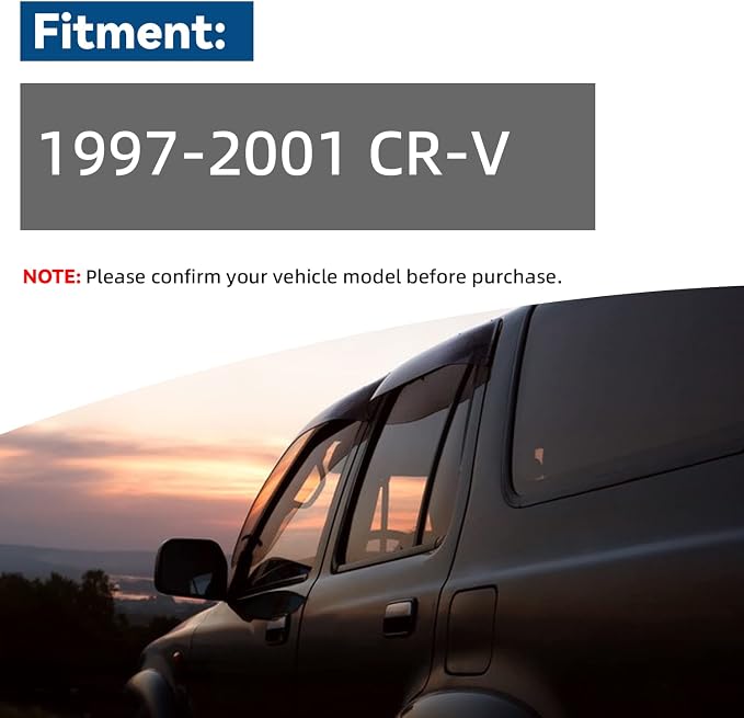 4pcs Window Rain Guard Compatible with 1997-2001 Honda CR-V CRV Outside Mount Tape-On Window Visors