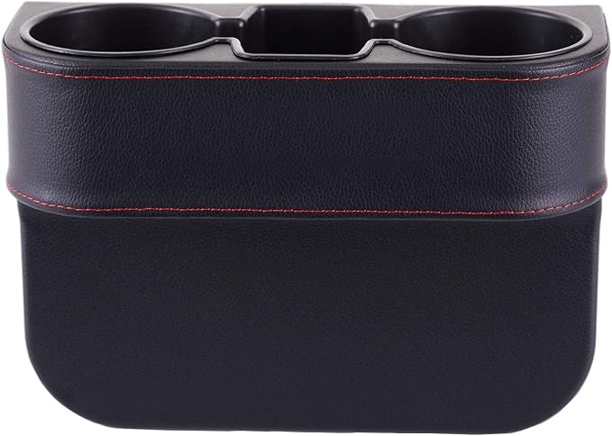 Car Seat Organizer Cup Drink Holders,Multifunctional Gap Filler Storage Box,Insert Organization Helps Reduce Distracted Driving&Holds Phone Mount Mug Bottle Cellphone Coaster Wallet Card (XBD-Black)