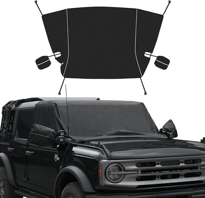 MAIKER 600D Windshield Cover Compatible with Ford Bronco – Waterproof, Frost & Snow Protection, Sun Shade, Wiper Front Window Protector