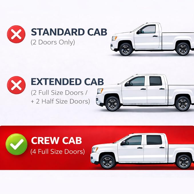 KPY Rain Guards Fit for 2001-2007 Chevrolet Silverado/GMC Sierra Crew Cab, Out-Channel Window Visors Vent Deflectors, 2002-2006 Chevy Avalanche/Suburban/Cadillac Escalade EXT/GMC Yukon XL (Crew Cab)