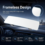Wide Angle Panoramic Car Rearview Mirror, 12'', Convex, White | Frameless Clip-On Rear View Mirror, Crystal Clear Interior Mirror, Eliminate Blind Spots, Universal Fit Cars, SUVs, Trucks