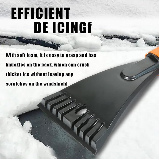Snow Brush and Ice Scrapers for Car Windshield, Car Scraper Snow Clearing Brush, 2-in-1 Detachable Snow Removal Tool with Ergonomic Foam Grip Winter Accessories for Cars, Trucks, SUVs