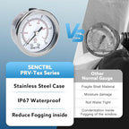 0-15 Psi Low Pressure Gauge, 2" Dial Size, 1/4 NPT Back Mount, Waterproof, Stainless Steel Case, for Water Air ATV Tire Gas Pressure Test