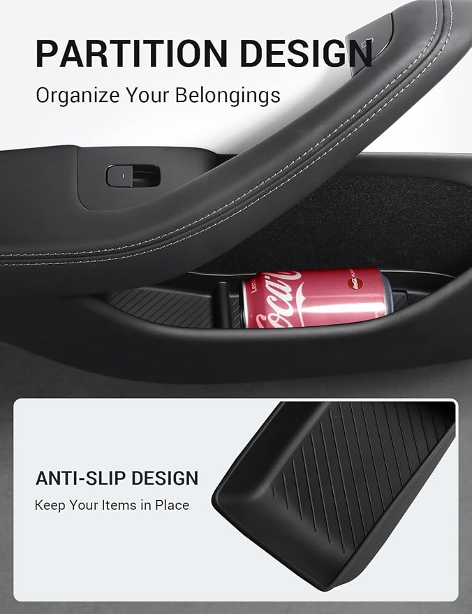 2026 2025 2024 Tesla Model 3 Door Side Storage Box, Door Pocket Liners, (Proprietary Design) TPE Front & Rear Side Organizer Tray Protector Liner for Model 3 Highland Set of 4