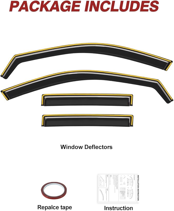 in-Channel Window Rain Guards Fit for 2024 2025 2026 Chevy Trax, Extra Durable Window Deflectors Window Visors Vent Shades Vent Visors Car Accessories