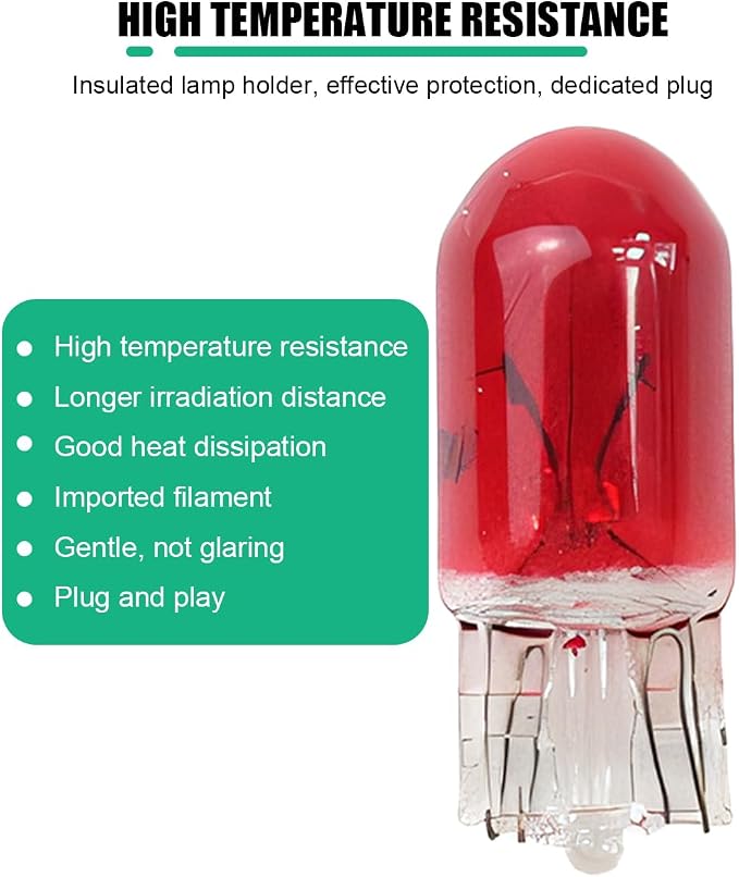 25PCS T10 12V 5W Car Turn Signal Light Bulbs, Clear Flat Foot Vehicle Side Marker Lamp Bulbs, Auto Interior Amber Headlight Bulbs Accessories, Universal for SUV, Sedan, Truck (Red)