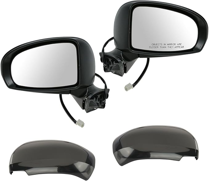 2 Piece Driver and Passenger Side Mirror Assembly Set Electric Adjustment Heated No Memory Black Compatible with 2010-2015 Toyota Prius TO1320262 TO1321262