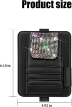 Bling Car Sun Visor Organizer, Multi Pocket Crystal Rhinestone Vehicle Sunshade Card Sleeve Storage Pouch with Pen Sunglass Holder, Auto Visor Organizer Pouch, Universal Fit (Multicolour)