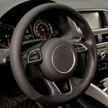 Microfiber Leather Steering Wheel Cover, Breathable Anti Slip Universal 14.5-15 inch Car Interior Accessories for Women Men, Black
